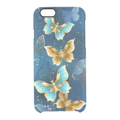 Golden butterflies clear iPhone 66S case