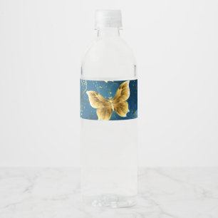 Golden butterflies water bottle label