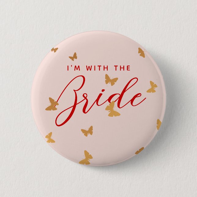 GOLDEN BUTTERFLIES WEDDING BUTTON (Front)