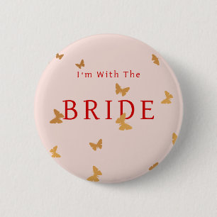GOLDEN BUTTERFLIES WEDDING Button