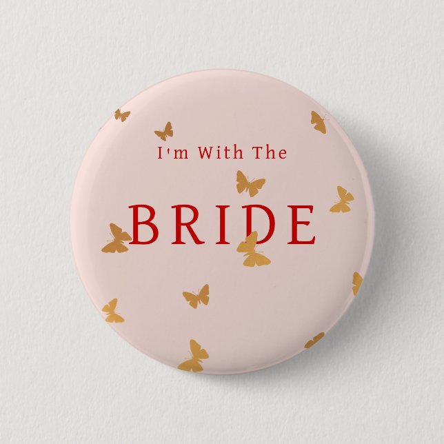 GOLDEN BUTTERFLIES WEDDING Button (Front)