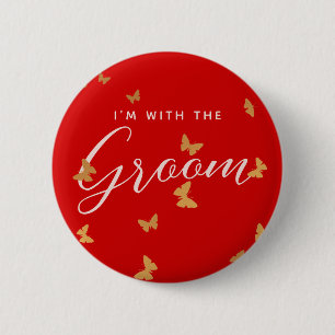 GOLDEN BUTTERFLIES WEDDING BUTTON