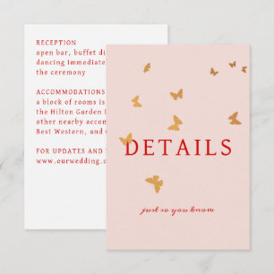 GOLDEN BUTTERFLIES WEDDING ENCLOSURE CARD