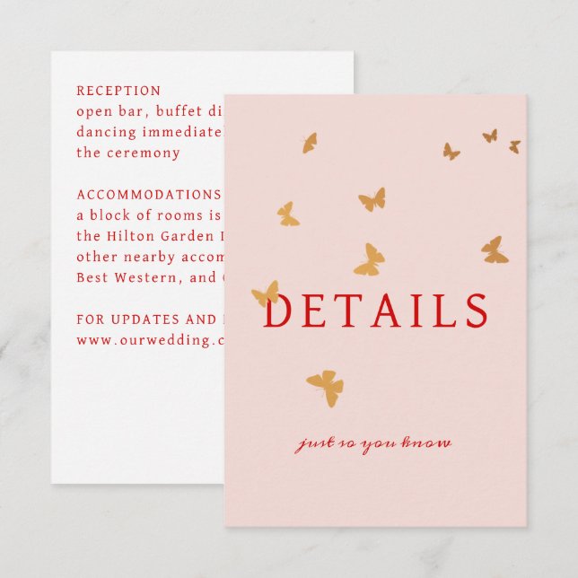 GOLDEN BUTTERFLIES WEDDING ENCLOSURE CARD (Front/Back)