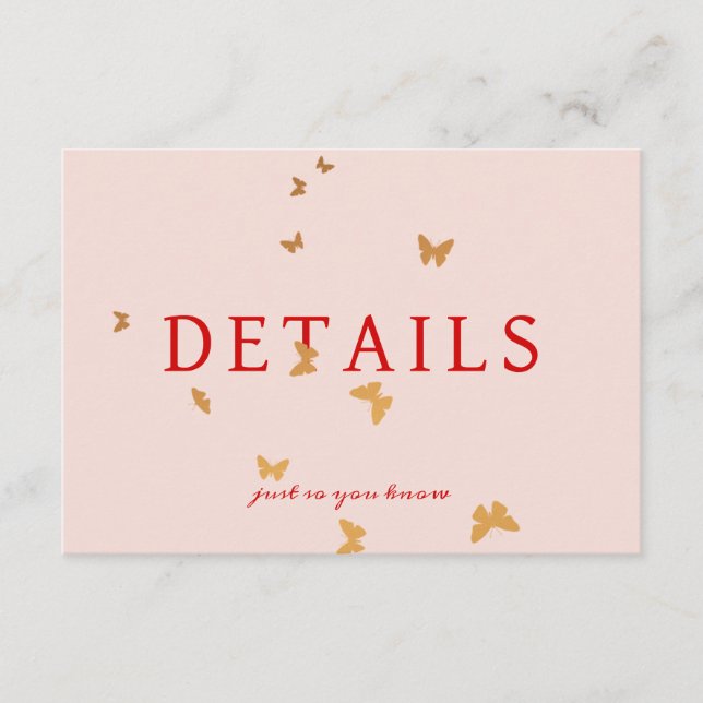 GOLDEN BUTTERFLIES WEDDING ENCLOSURE CARD (Front)