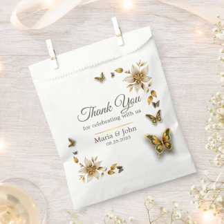 Golden Butterflies Wedding Favor Bags