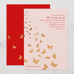 GOLDEN BUTTERFLIES WEDDING INVITATION