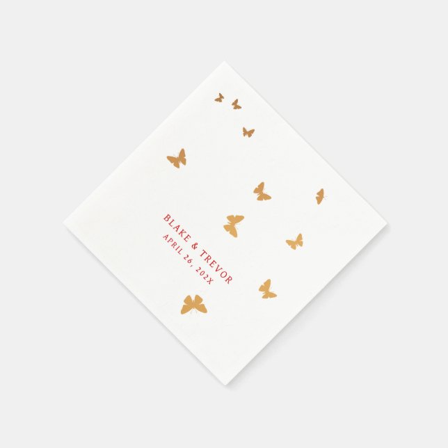 GOLDEN BUTTERFLIES WEDDING NAPKINS (Corner)