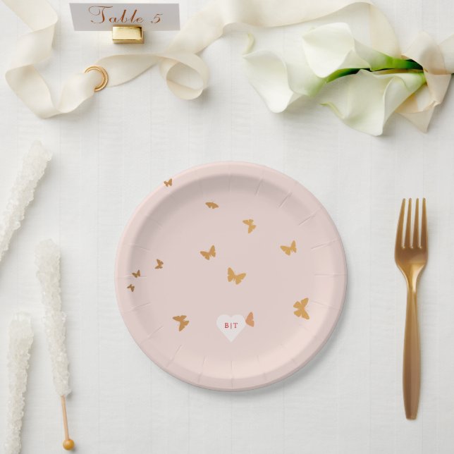 GOLDEN BUTTERFLIES WEDDING PAPER PLATES (Wedding)