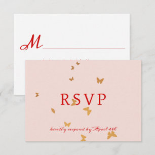 GOLDEN BUTTERFLIES WEDDING RSVP Card