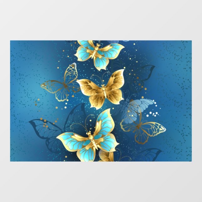 Golden butterflies window cling (Sheet)