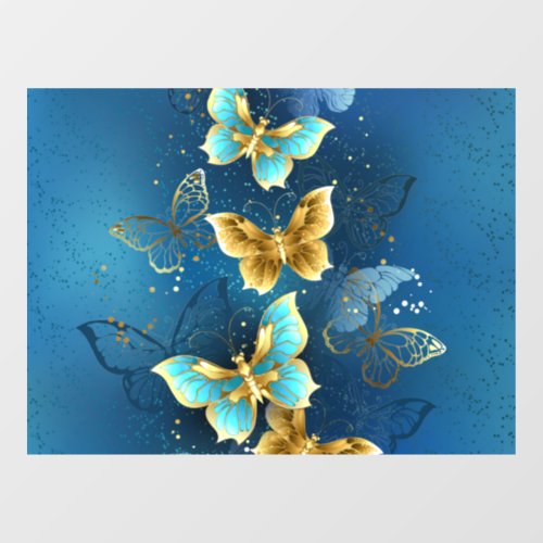 Golden butterflies window cling