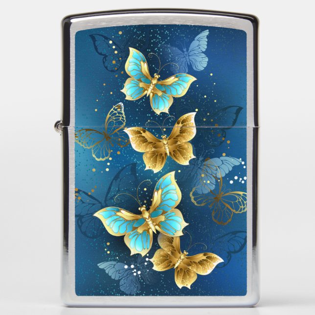 Golden butterflies zippo lighter (Front)
