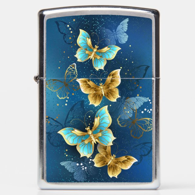 Golden butterflies zippo lighter (Front)