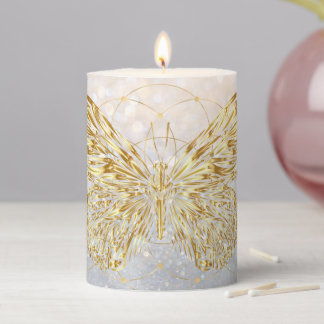 Golden Butterfly 2 Pillar Candle