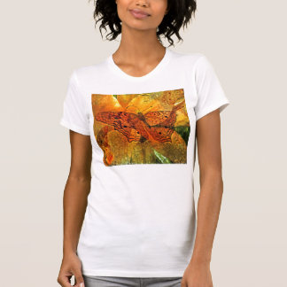 Golden butterfly and lily collage - T-shirt