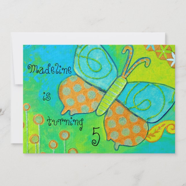 Golden Butterfly Birthday Invitation (Front)