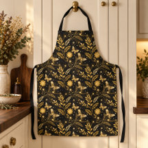 Golden Butterfly Botanical Celestial Pattern 