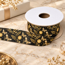 Golden Butterfly Botanical Celestial Pattern 