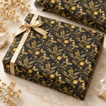 Golden Butterfly Botanical Celestial Pattern 