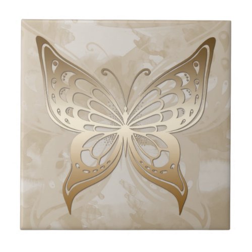 Golden Butterfly Ceramic Tile