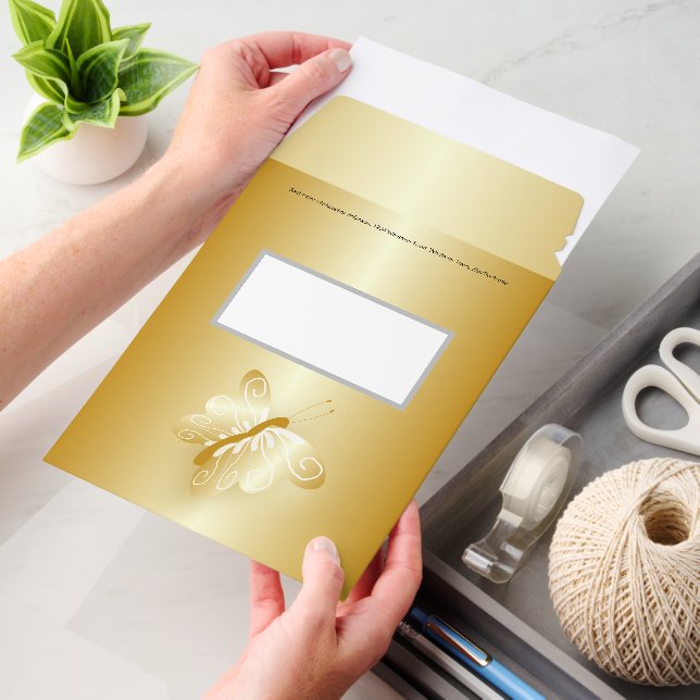 Golden Butterfly Design Any Colour Background Envelope Mailers (Desk)