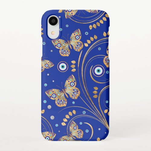 Golden Butterfly Evil Eye Pattern iPhone XR Case