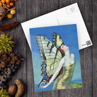 Golden Butterfly Fairy Postcard