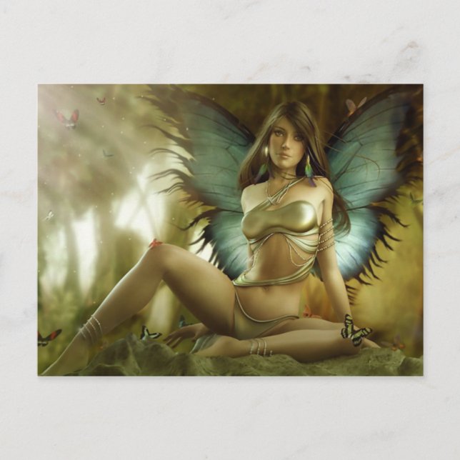 Golden Butterfly Fairy Postcard (Front)