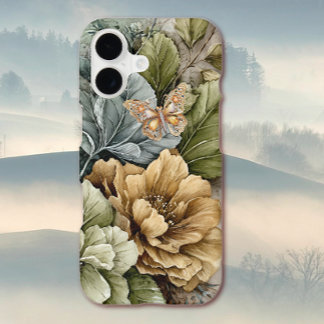 Golden Butterfly & Fall Flowers iPhone 17 Case