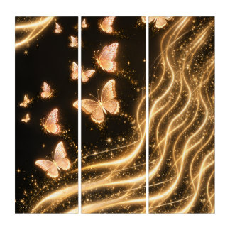 Golden Butterfly Fantasy Triptych