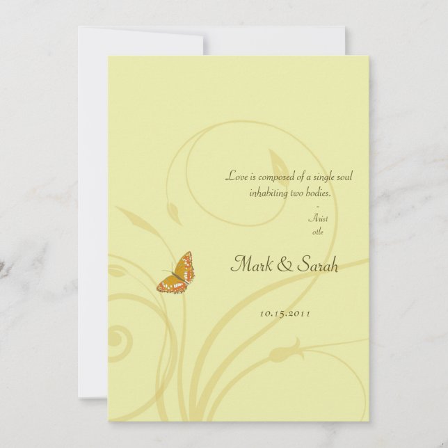 Golden Butterfly Flourish Invitation (Front)