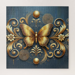 Golden Butterfly Gift For Nature Lovers Jigsaw Puzzle