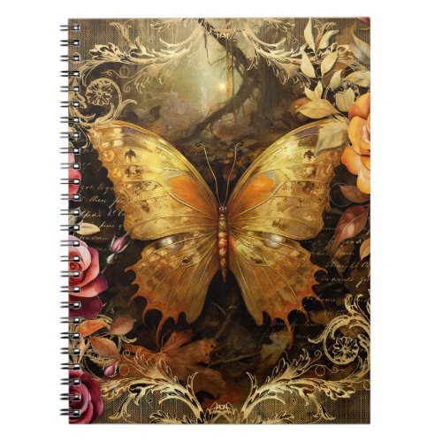 Golden Butterfly in Autumn Notebook