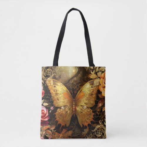 Golden Butterfly in Autumn Tote Bag