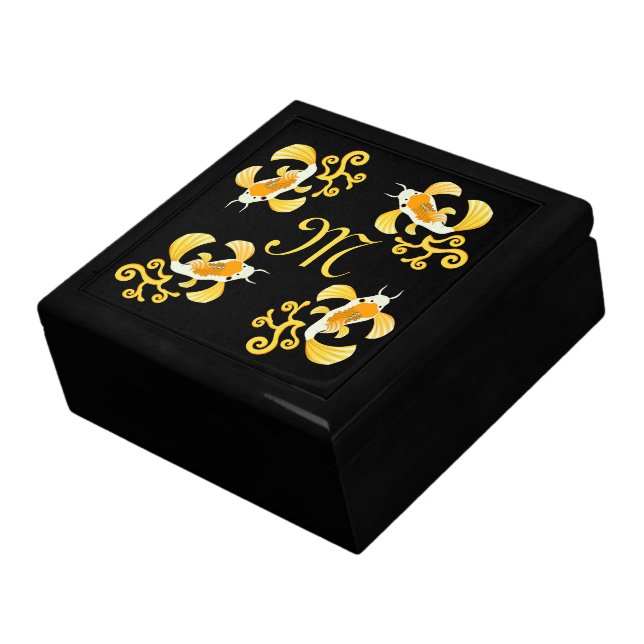 Golden Butterfly Koi Monogram Gift Box (Side)