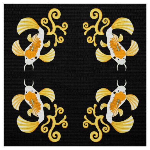 Golden Butterfly Koi Swimming Fabric
