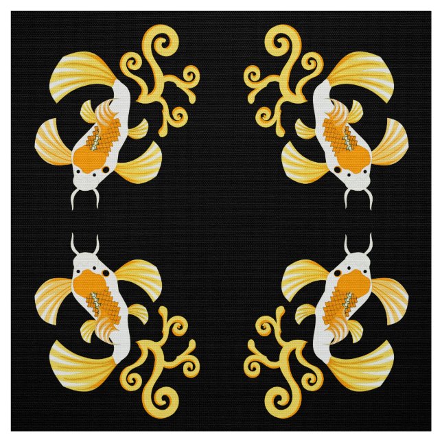 Golden Butterfly Koi Swimming Fabric (Swatch)