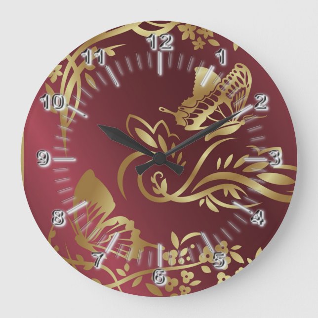 Golden butterfly large clock (Front)