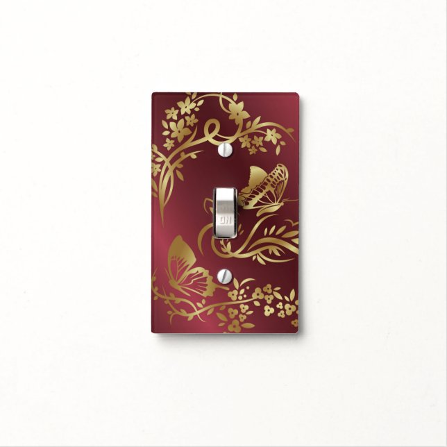 Golden butterfly light switch cover (In Situ)
