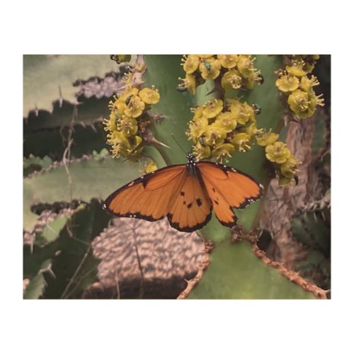 Golden Butterfly on Wood Wood Wall Art