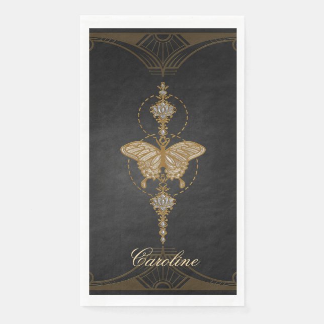 Golden butterfly. paper guest towels (Front)