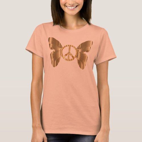 Golden Butterfly Peace Sign T_Shirt