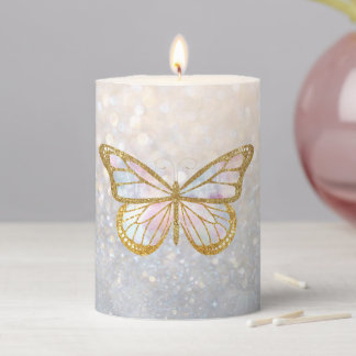 Golden Butterfly Pillar Candle