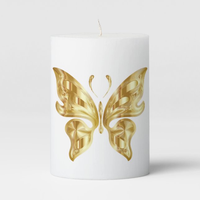 GOLDEN BUTTERFLY PILLAR CANDLE (Front)