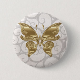 Golden butterfly pinback button