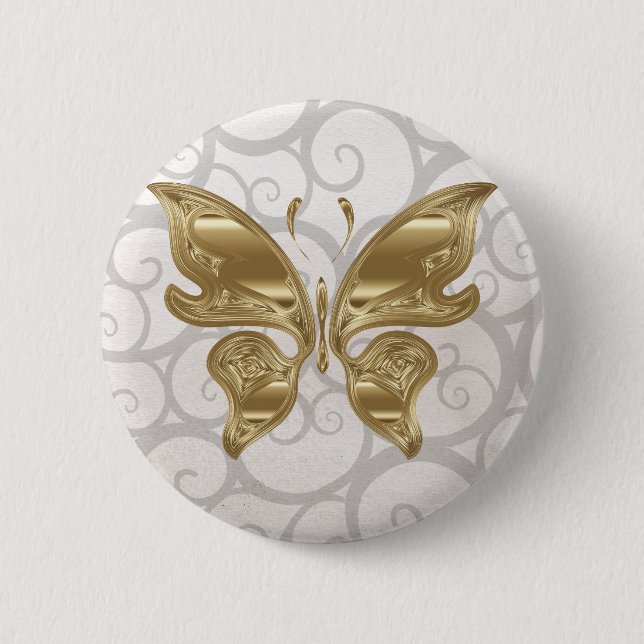 Golden butterfly pinback button (Front)