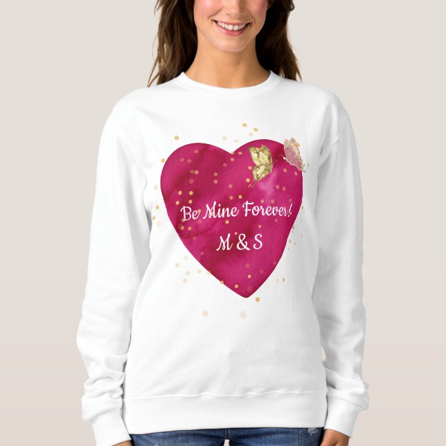 Golden Butterfly Pink Heart Valentine  Sweatshirt (Front)