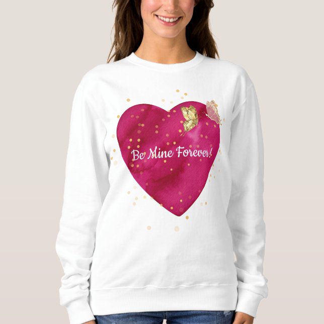Golden Butterfly Pink Heart Valentine  Sweatshirt (Front)