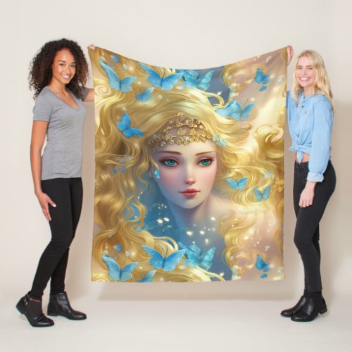 Golden Butterfly Princess   Fleece Blanket